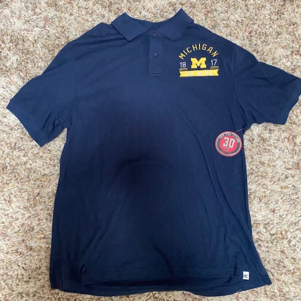 NEW Colosseum Brand Michigan Wolverines 1817 Men’s L Polo Shirt 100% Cotton
